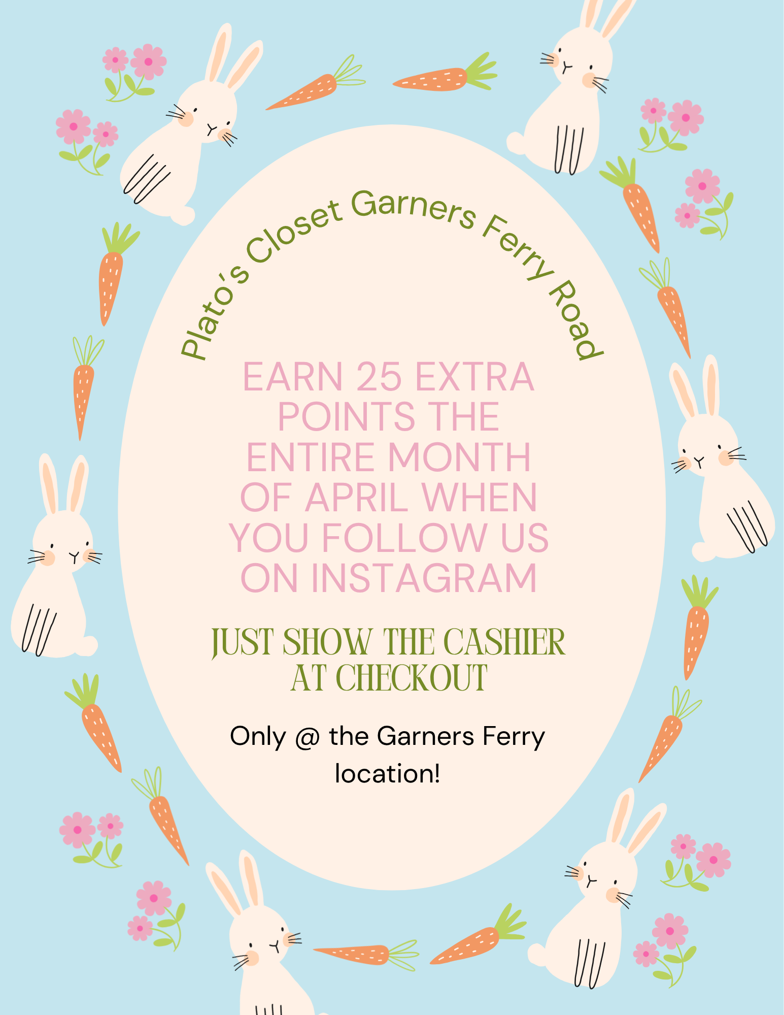 Get 25 extra points when you show us you follow us on Instagram @ checkout!